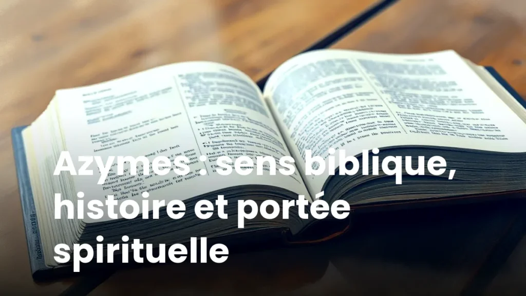 Azymes : sens biblique, histoire et portée spirituelle