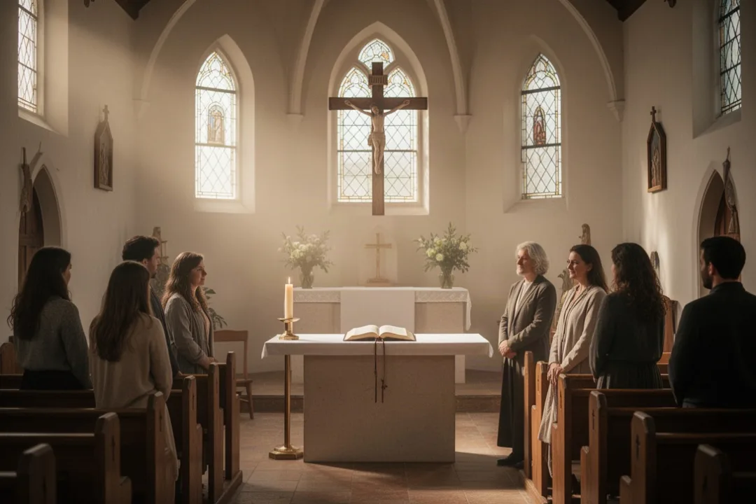 Fidèles réunis dans une église pour prier le 27 mai