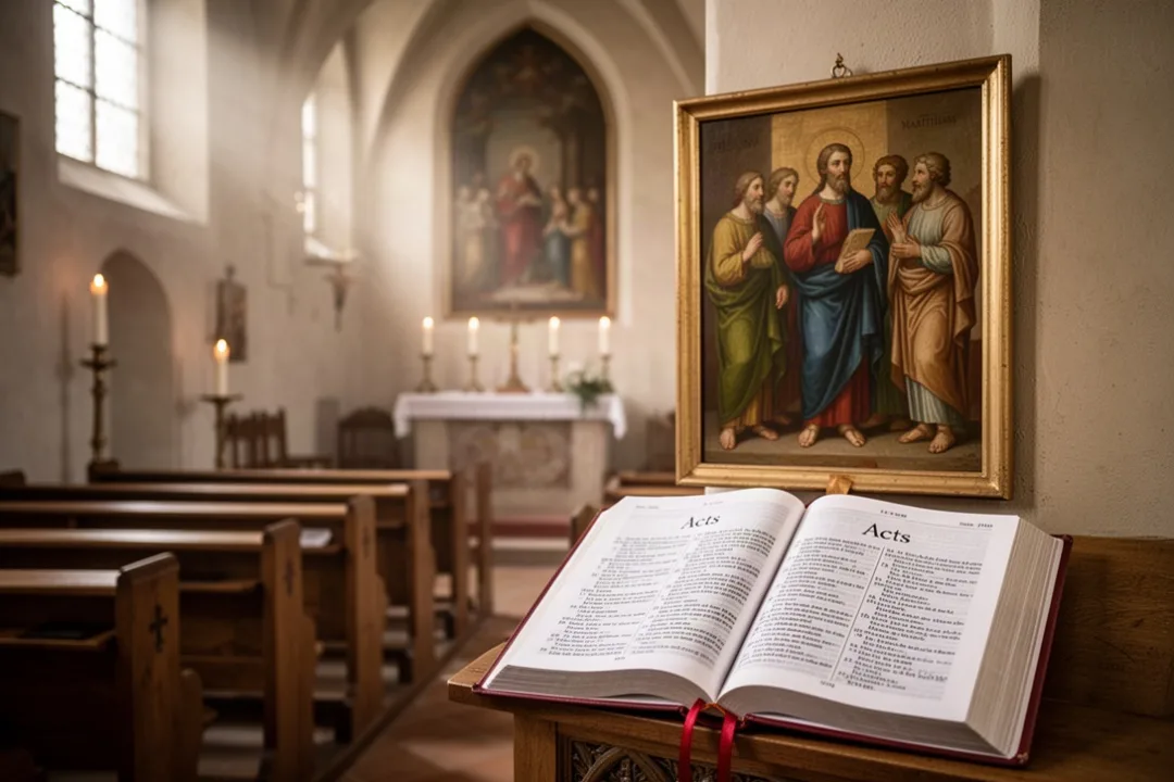 Chapelle monastique éclairée pour la fête de saint Matthias